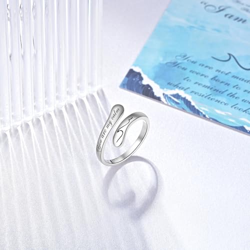 I Am the Storm Sterling Silver Ring for Women Adjustable Open Thumb Ring Inspirational Jewelry - color: You are my calm