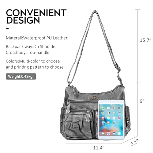 Angel Kiss Crossbody Bags for Women, Ladies Shoulder Handbags and Purses Medium Faux Leather Pocketbooks | Ladies - color: Silver Grey