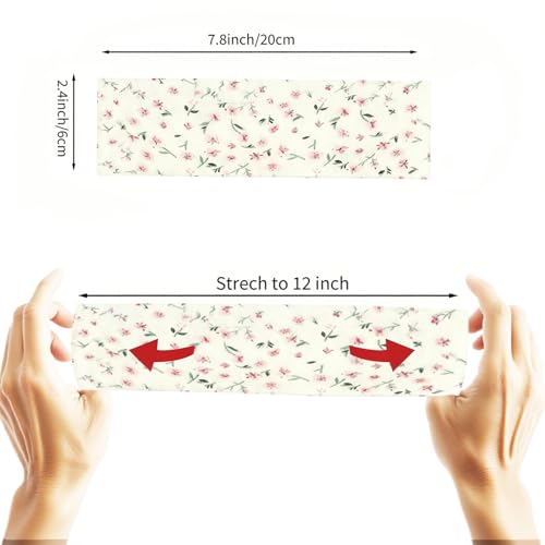 6 Pcs Anti-Slip Elastic Headbands for Women Soft Fabric Yoga Sweatbands with Floral Heart Print Stretchy, Sweat-Absorbent and Lightweight for Fitness, Running and Daily Wear - color: Headbands Color-Floral Print