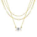 BERISO 14K Gold Plated Layered Necklace for Women, 3 Layer Dainty Gold Necklace with Minimalist Pendant, Elegant Everyday Gold Jewelry Gift - style: layered necklace-E