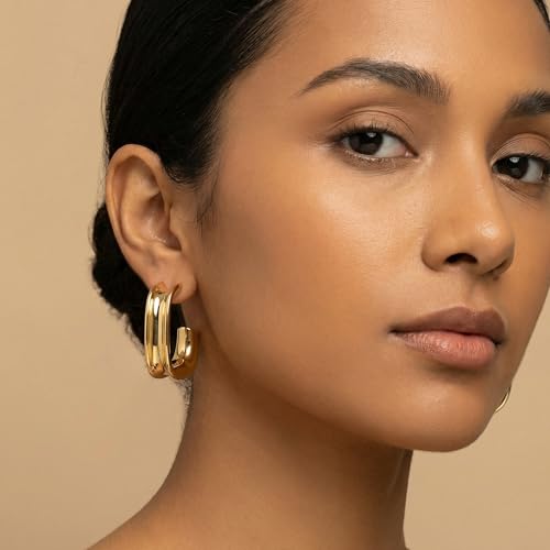 4 Pair Small Gold Hoop Earrings for Women Sensitive Ears - Hypoallergenic 14k Real Gold Plated Hoops Zirconia Cartilage Huggie Earrings Set Helix Piercing Earring Gold Jewelry for Women Gift - color: 1944 Hoop Gold