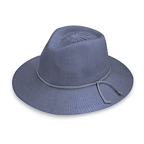 Wallaroo Hat Company Women's Victoria Fedora – UPF 50+ UV Protection, Wide Brim, Packable & Adjustable Sun Hat - color: Dusty Blue, size: Medium