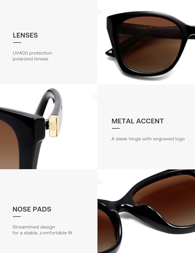 SOJOS Vintage Oversized Cateye Sunglasses Womens UV400 Large Designer Shades Lentes De Sol Para Mujer SJ2634 - color: Black/Brown