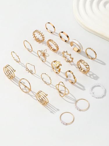 Gold Stackable Rings Set Moon Star Design Adjustable Rings for Everyday Wear Mid FingerPinky Ring Trendy Jewelry Gifts - color: K