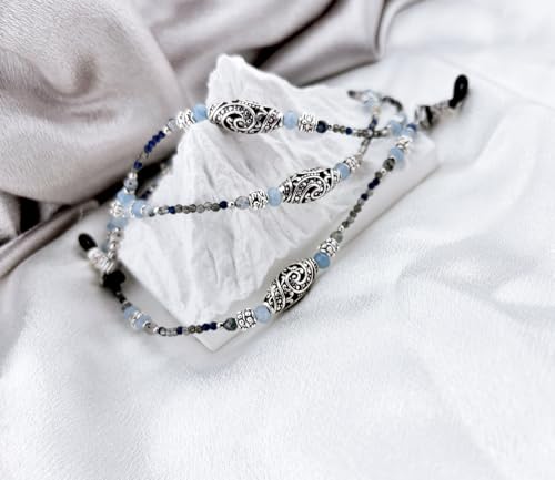 Damanse Beaded Glasses Chain,Eyeglass & Sunglass Strap For Women Stylish - color: Boho Blue Dot