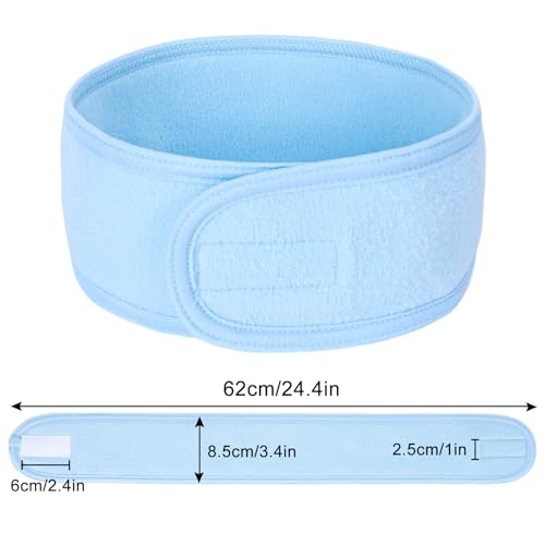 Whaline Spa Facial Headband Head Wrap Terry Cloth Headband 4 Counts Stretch Towel for Bath, Makeup and Sport (Light Blue) - color: Light Blue