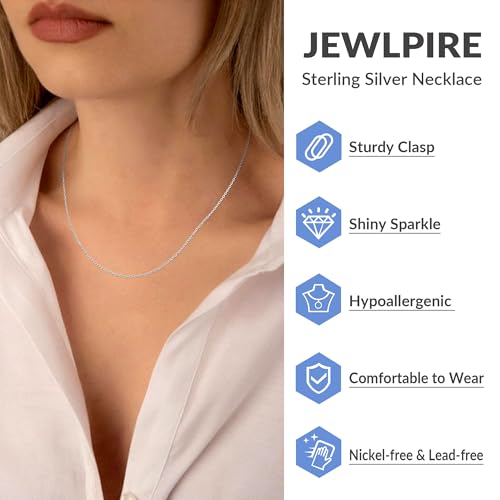 Jewlpire 18k Gold Plated 925 Sterling Silver Chain Necklace for Women, 1.2mm Cable Chain Necklace Thin & Dainty & Sturdy Women's Chain Necklaces 14/16/17/18/20/22/24 Inch - color: 925 Sterling Silver, size: 14 Inch