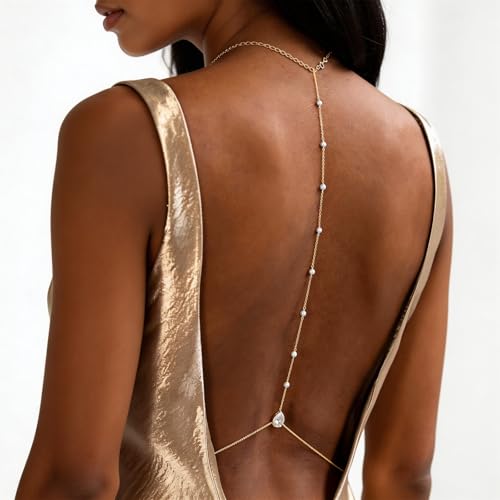 Back Necklace for Backless Dress Body Chain Jewelry for Women Adjustable Rhinestone Chain Necklace Bridal Jewelry for Weddings Summer Vacation - color: A5:body chain