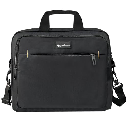 Amazon Basics Laptop Carrying Case with Shoulder Strap and Handle, Large Capacity, Black, 15.6 in (Pack of 6) - size: 15.6 Inch (Pack of 6), style: 1-pack