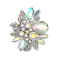 CSY Luxury Women's Austrian Crystal Leaves Flower Big Cocktail Statement Rings Stretch Adjustable Ring Jewelry Accessories - color: AB Crystal