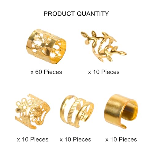 100 PCS Gold Dreadlock Beads Hair Jewelry Braids Accessories for Goddess Locs Crochet Passion Twist Hair Rings Soft Metal Adjustable Braiding Cuffs (100Pcs, Gold) - color: Gold, size: 1 Count (Pack of 100)