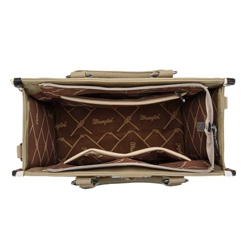 Montana West Wrangler Animal Print Tote Bag for Women Western Purse Boho Top Handle Satchel Handbag - color: Cow Khaki