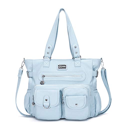 KL928 Large Purses for Women Shoulder Bag Tote Handbags Stylish Vegan Leather Hobo Bags Ladies, A-Black-4 | Large - color: A-light Blue