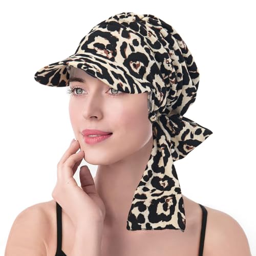 XYIYI Chemo Headwear for Womens Cancer Patients, Head Scarf Chemotherapy Headwraps Hat - color: Leopard Print
