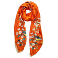 Long Silk Like Scarf Lightweight Satin Scarves Large Sunscreen Shawl Wrap for Women - color: 024.birds and Flowers Orange