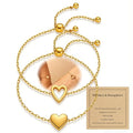 Mother Daughter Bracelets 18K Gold Plated for Mothers Day Birthday Friend Gifts, Heart Jewelry Mommy and Me Bracelets for Women, Adjustable Matching Friendship Bracelets