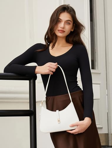 CLUCI Shoulder Bag for Women, Purses for Women, Handbag Hobo Bags Vegan Leather Crossbody Purse with Adjustable Strap White - color: A-white-small