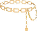 Women's Chain Belt Metal Waist Belt Chunky Belly Link Belt - color: Square Gold, size: XL: 59 in