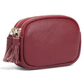 SENDEFN Coin Purse Keychain Small Genuine Leather Women Wallet 2 Zippers Around Key Ring Change Pouch Cash Holder - color: 3-Red