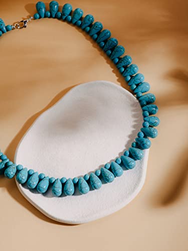 MINACHI Boho Created Turquoise Bead Long Strand Necklace, Bohemian Statement Jewelry Gift for Women - color: S03