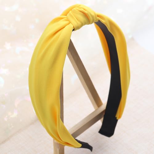 Yellow Knotted Headband Knot Hair Bands Fashion Elegant Hair Accessories for Women Girls Fall Thanksgiving Birthday Wedding Party Supplies - color: Yellow