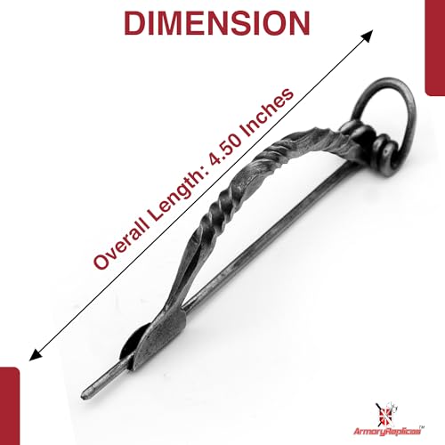 Armory Replicas™ Hand Forged Iron Hair Pin with Twisted Design – Ornate Metal Cloak or Hair Fastener | Mother’s Day, Valentine's, Birthdays | - style: Design1