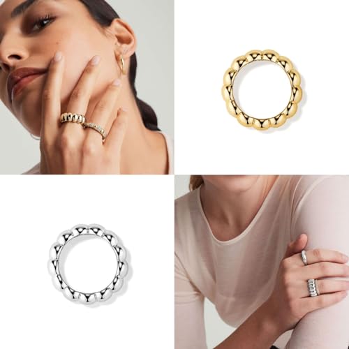 NOKMIT 14K Gold Filled Chunky Statement Rings for Women Cute Puffy Dome Croissant Thumb Band Non Tarnish Comfort Fit Size 5-10 - color: A-Silver