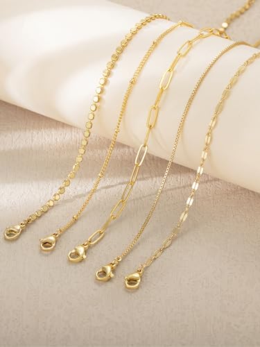 14K Gold/Silver Plated Ankle Bracelets for Women Anklet Set Waterproof Tarnish Resistant Adjustable Dainty Layered Lightweight Hypoallergenic Vacation Beach Pool Party Summer Jewelry Gift - style: Style6