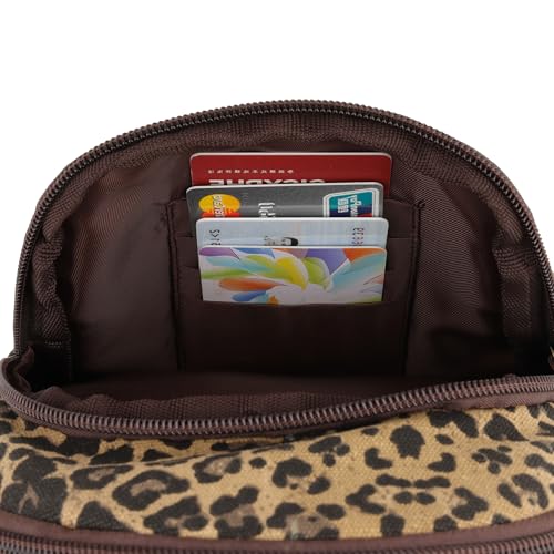 SILKAREA Canvas Sling Bag for Wome Crossbody Purse Small Sling Backpack Purse Travel Hiking Chest Bag Daypack - color: Brown Leopard