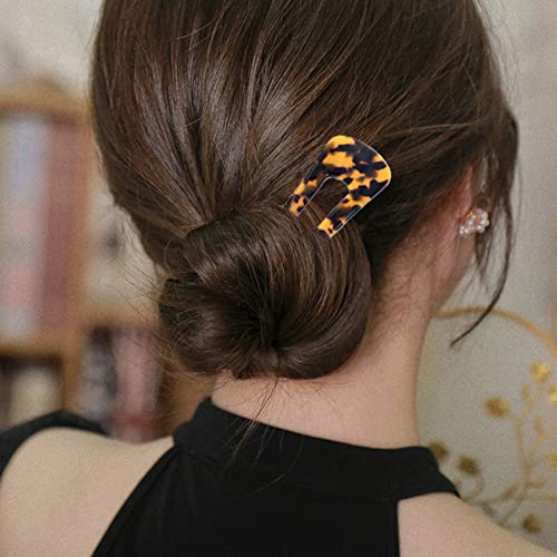 French Hair Pins Tortoise Shell French Hair Forks U Shaped French Pins 2 Prong Hair Sticks Acetate Chignon Pin for Women Hairstyle Accessories 2 Pack - color: french hair pin 2 pack