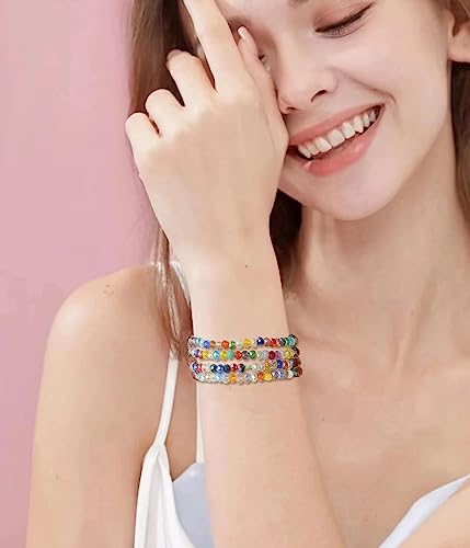 Noessla Beaded Boho Stretch Bracelet Colorful Stackable Crystal Beads Bracelets Trendy Costume Jewelry Mothers Day Gifts for Women - color: Colorful