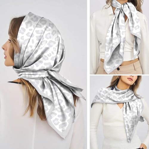 Scarf Silk Feeling Square Satin Head Hair Scarf Wrap 27.5 Inches Headwear Aesthetic Cute Decoration Women Girls - color: V-5-gray