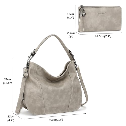 TANTOMI Hobo Bags Purses for Women, Women's Crossbody Handbags and Shoulder Bag, Multi-Pocket Large Hobo Purse - color: Grey