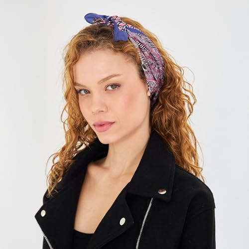 dscarf Womens Neck Scarf 21"x21" Small Square | Headband Scarf Ethnic Bandana Head Scarf Flowering Breathable Lightweight - color: Flowering Design 36
