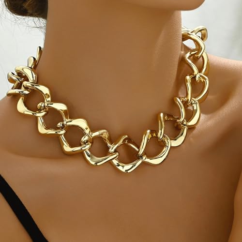 choice of all Chunky Gold Necklace Statement Necklace for Women Punk Chain Thick Gold Choker Jewelry Trendy Birthday Gifts - color: L:Chunky