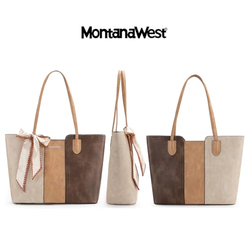 Montana West Tote Bags for Women Top Handle Satchel Purses - color: Three Chocolate