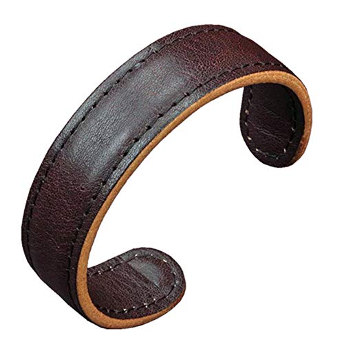 Mens Genuine Leather Bracelet - Handmade Adjustable Leather Cuff Bracelet punk Style leather wrap Wristband for Men - color: C-Cuff Brown