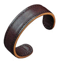 Mens Genuine Leather Bracelet - Handmade Adjustable Leather Cuff Bracelet punk Style leather wrap Wristband for Men - color: C-Cuff Brown