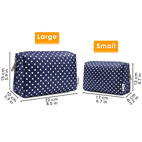 Narwey Cute Makeup Bag Travel Cosmetic Bag Organizer Toiletry Bag Make Up Bags with Compartments for Women Girls (Large, Polka Dot) - color: Polka Dot, style: Large