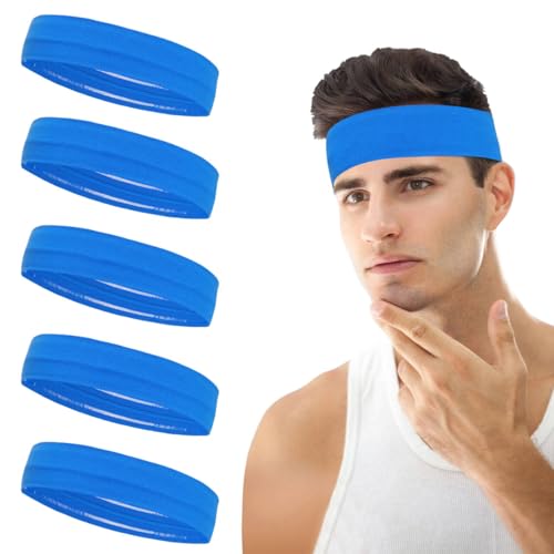 Workout Headbands Non Slip Headband Sport Headbands Sweatbands Elastic Sport Hair Bands for Sports Travel Indoor Fitness Gym - color: blue