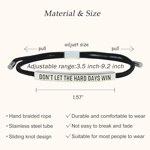 LINY Inspirational Gifts for Women Men, Dont Let The Hard Days Win Gifts, Motivational Inspirational Tube Bracelets Friendship Birthday Meaningful Gift for Friends Female - color: 4Pcs Dont Let-Tube Black+Silver