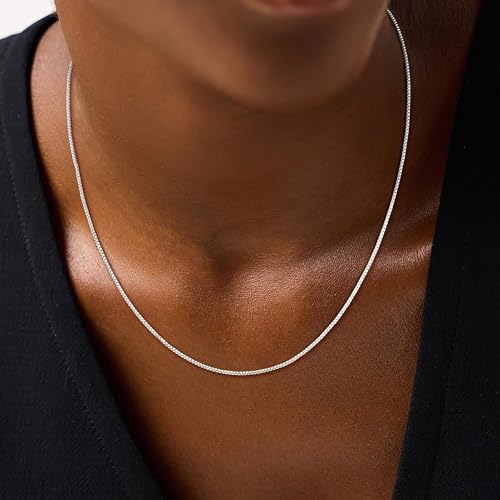 925 Sterling Silver Chain for Women, Diamond Cut 1mm Box Chain Lobster Claw Clasp Silver Jewelry Gifts for Women Mom Girlfriend - color: Silver, size: 22 Inches