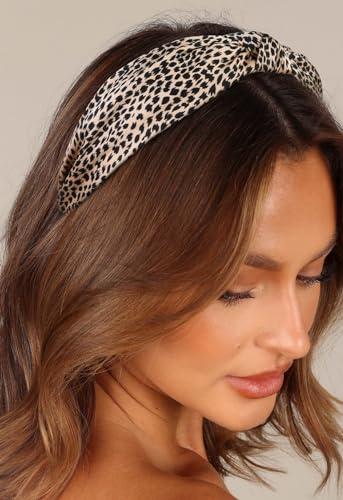 Knotted Fashion Hairbands and Hair Hoops: Non-Slip Top Knot Headbands with Leopard Print for Women and Girls - 4PCS Beige Brown Hair Accessories Set - color: Beige Brown Leopard Head Band