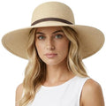 DRESHOW Beach Hats for Women Big Straw Wide Brim Summer Hat Floppy Foldable Roll up Cap Sun Hat UPF 50+ - color: 1 Pack Bowknot Hat: Beige, 4.7" Brim