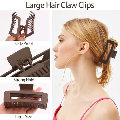 6 Pack 5 Inch Extra Large Claw Clips for Thick Hair, Jumbo Claw Clip for Women Girls,Strong Hold Oversized Hair Clips for Thick/Long/Curly Hair, XL Square Jaw Accessories, Multicolor - color: Multicolor