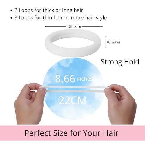 LuSeren 120 Pcs No Damage Hair Ties for Thick Hair, Large Soft Seamless Nylon Hair Elastics for Women, Ponytail Holders Accessories –White - color: White