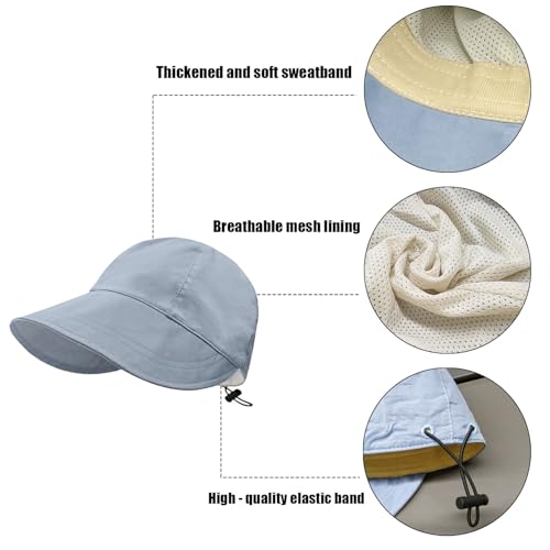 huablo UPF 50+ Womens Sun Hat Wide Brim Sun Hat UV Protection Hiking Fishing Hat Adjustable Head Circumference for Easy Carry - color: Blue