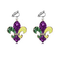 Mardi Gras Clip on Earrings for Women Boho Acrylic Parade Lette Mardi Gras Carnival Clip on Earrings Holiday Festival Jewelry Gifts Accessory - color: style3