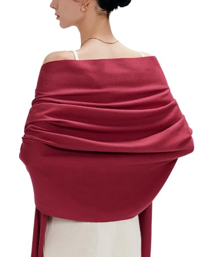 maamgic Women's Winter Scarf Soft Warm Scarf for Women Cozy Shawl Wraps for Women Lightweight Pashmina Style Wrap - color: Solid Burgundy