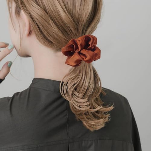 Hair Scrunchies for Women - Hair Ties No Damage Both for Thick Hair or Thin Hair Curl Hair No Crease Scrunchies Ponytail Holder No Hurt Your Hair - color: Black Dark brown Coffe